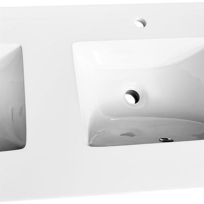 48''x 19.75'' KubeBath White Quartz Counter-Top W/ Double Under-Mount Sink