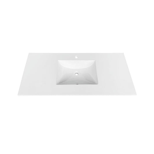 48'' x 19.75''  KubeBath White Quartz Counter-Top W/ Under-Mount Sink