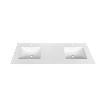 Anziano 60" High Gloss White Double Sink Vanity w/ Quartz Countertop