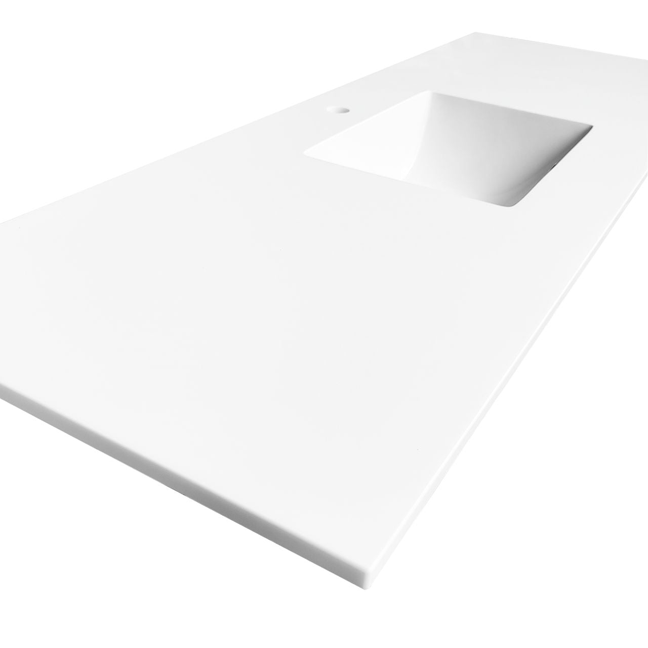 60'' KubeBath White Quartz Counter-Top W/ Under-Mount Sink