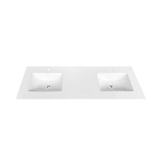 72'' KubeBath White Quartz Counter-Top W/ Double Under-Mount Sink