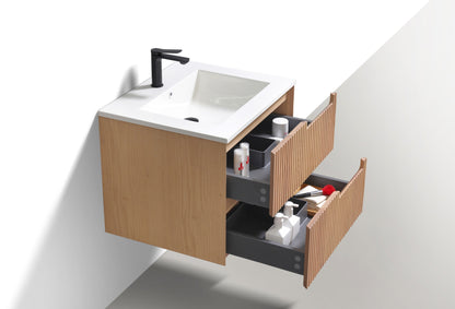24'' Fiore Modern Wall Mount Bathroom Vanity OAKWOOD