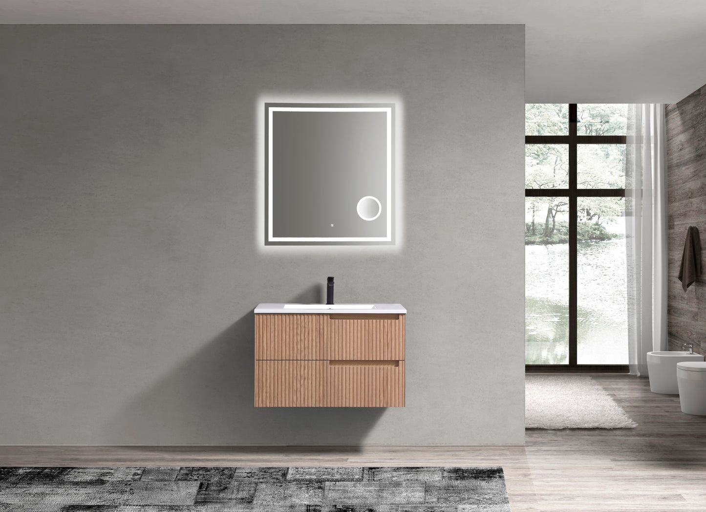 32'' Fiore Modern Wall Mount Bathroom Vanity OAKWOOD