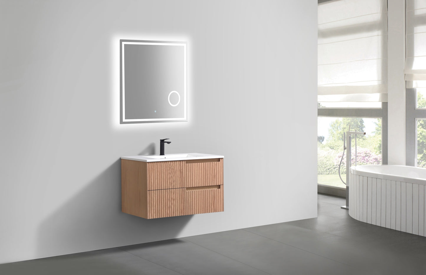 32'' Fiore Modern Wall Mount Bathroom Vanity OAKWOOD