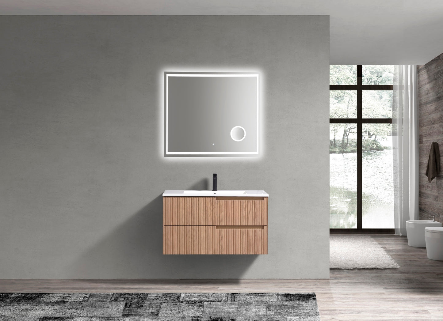 36'' Fiore Modern Wall Mount Bathroom Vanity OAKWOOD