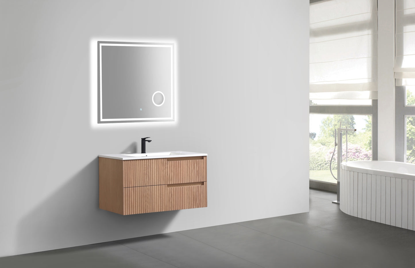 36'' Fiore Modern Wall Mount Bathroom Vanity OAKWOOD