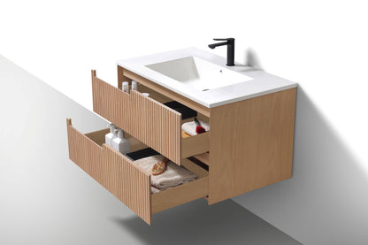 36'' Fiore Modern Wall Mount Bathroom Vanity OAKWOOD