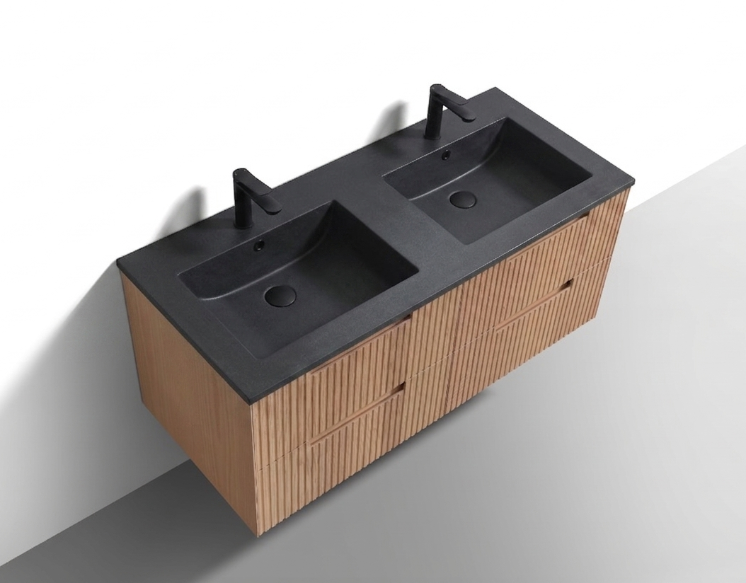 48'' Fiore Modern Wall Mount Double Sink Bathroom Vanity OAKWOOD