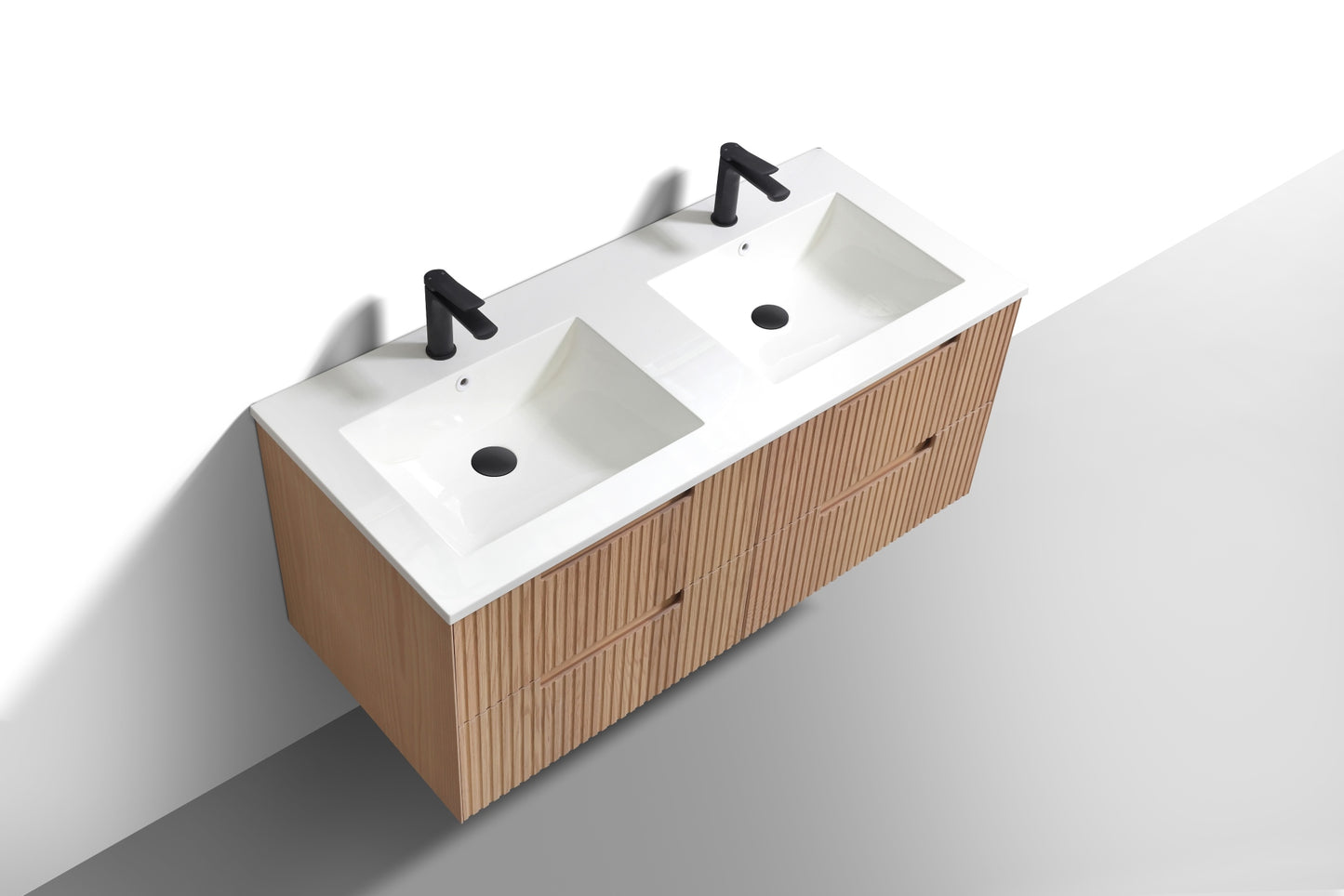 48'' Fiore Modern Wall Mount Double Sink Bathroom Vanity OAKWOOD