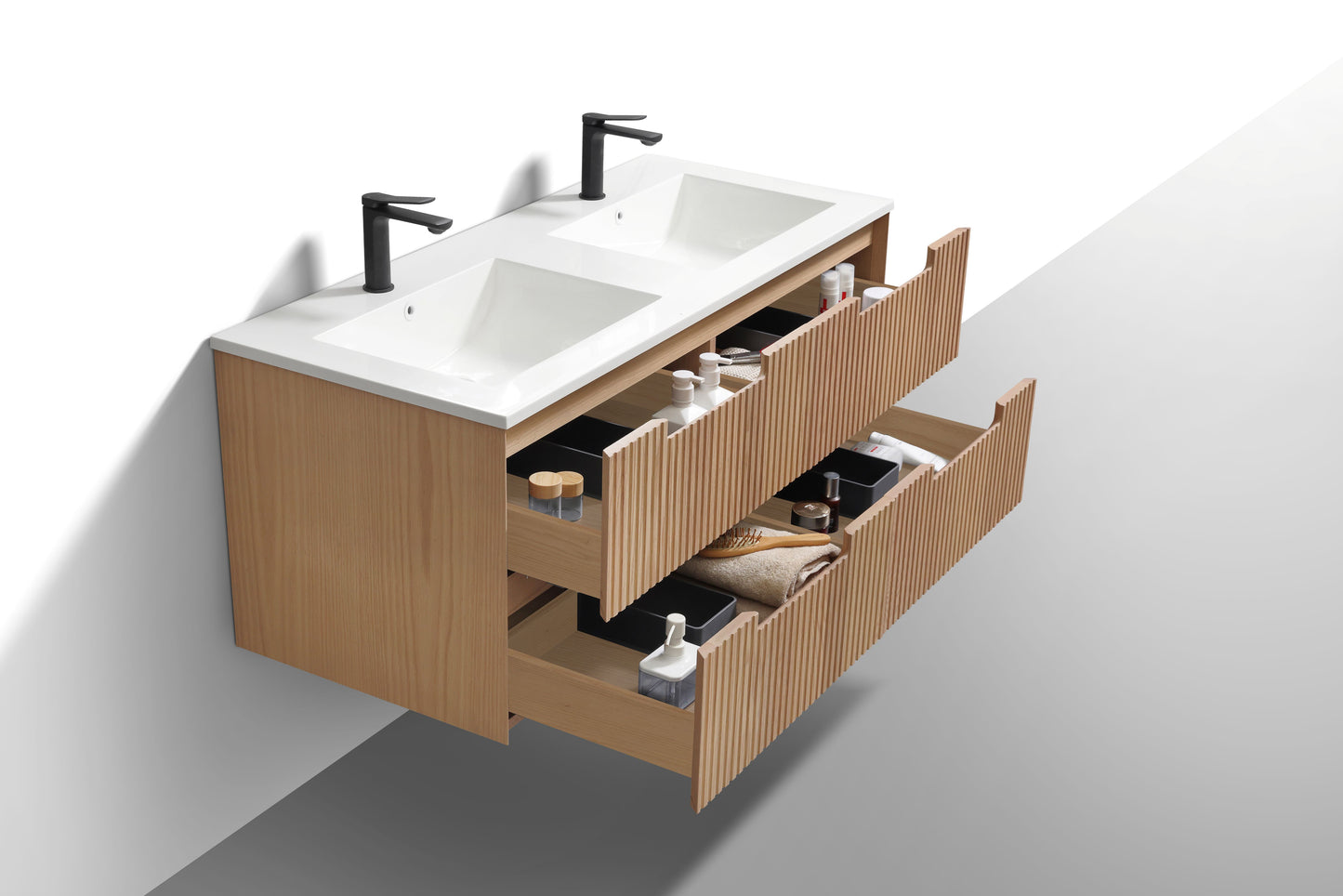 48'' Fiore Modern Wall Mount Double Sink Bathroom Vanity OAKWOOD