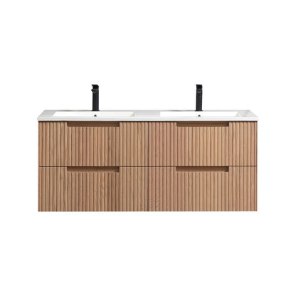 48'' Fiore Modern Wall Mount Double Sink Bathroom Vanity OAKWOOD
