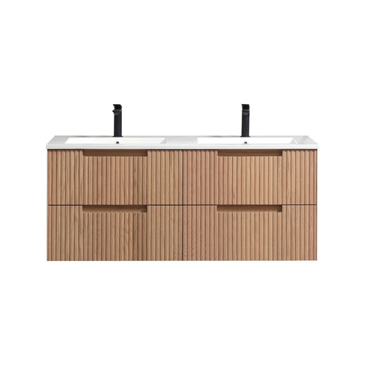 48'' Fiore Modern Wall Mount Double Sink Bathroom Vanity OAKWOOD