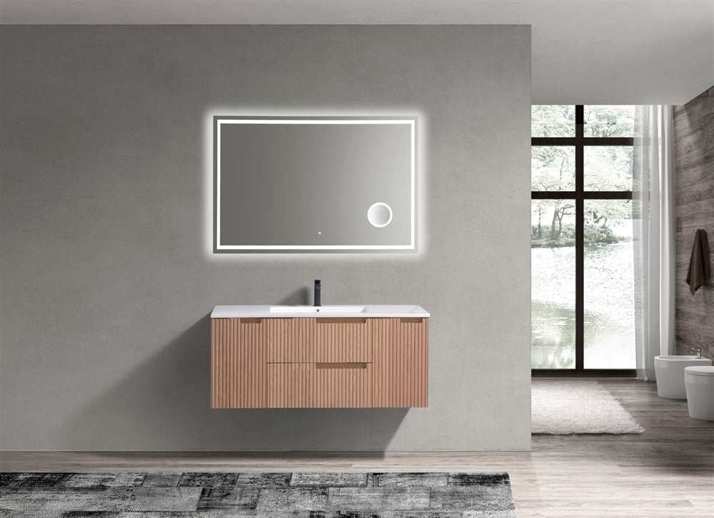 48'' Fiore Modern Wall Mount Single Sink Bathroom Vanity OAKWOOD