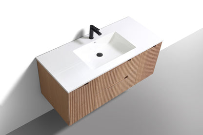 48'' Fiore Modern Wall Mount Single Sink Bathroom Vanity OAKWOOD