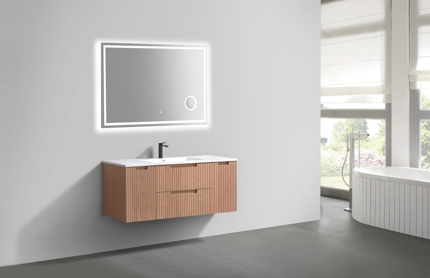 48'' Fiore Modern Wall Mount Single Sink Bathroom Vanity OAKWOOD