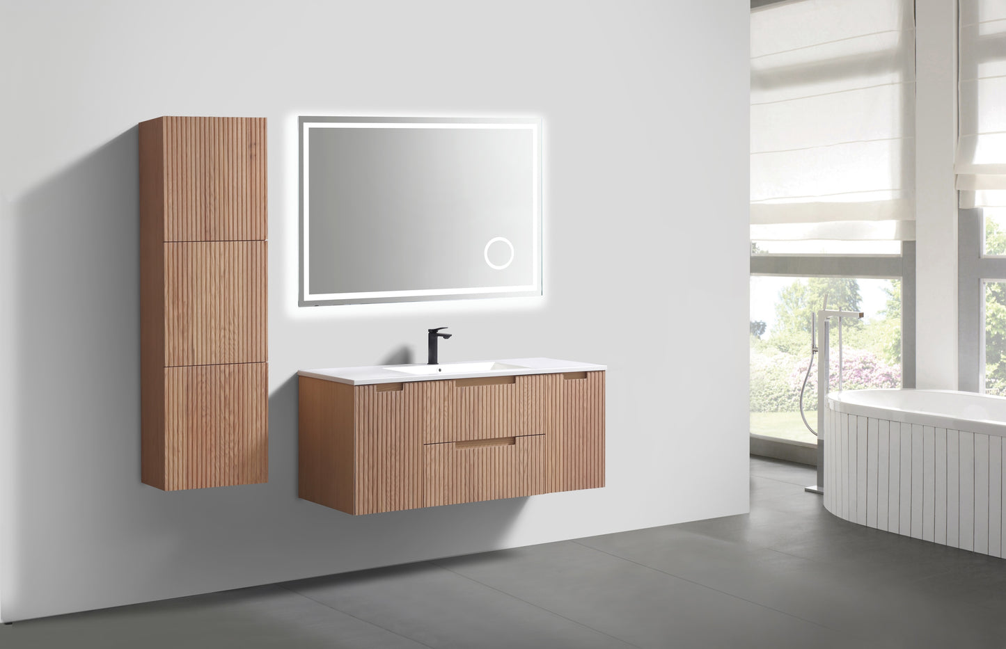 48'' Fiore Modern Wall Mount Single Sink Bathroom Vanity OAKWOOD