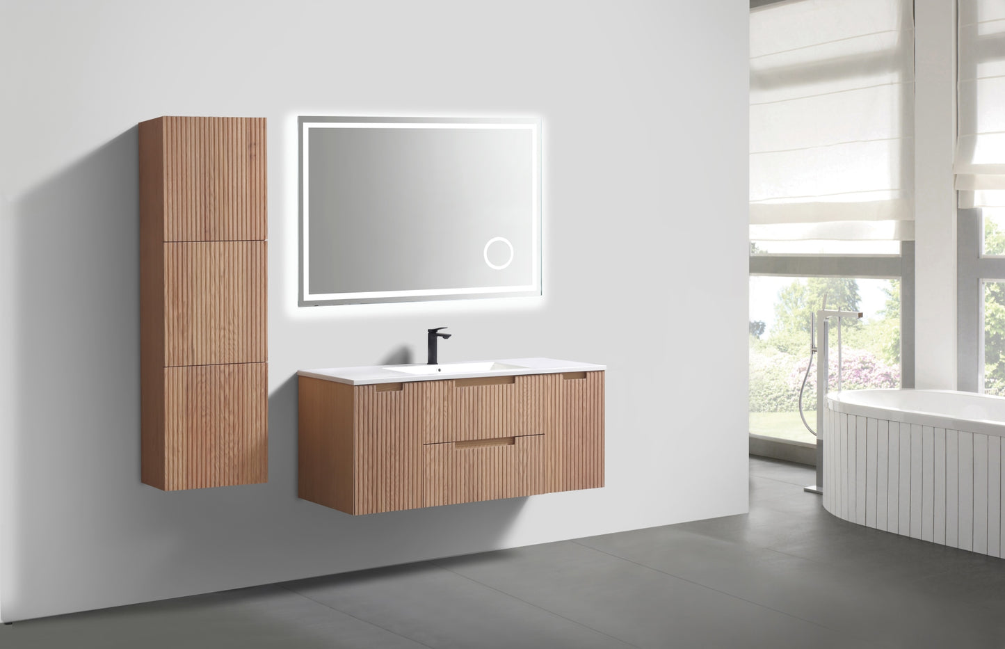 48'' Fiore Modern Wall Mount Single Sink Bathroom Vanity OAKWOOD