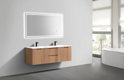 60'' Fiore Modern Wall Mount Double Sink Bathroom Vanity OAKWOOD