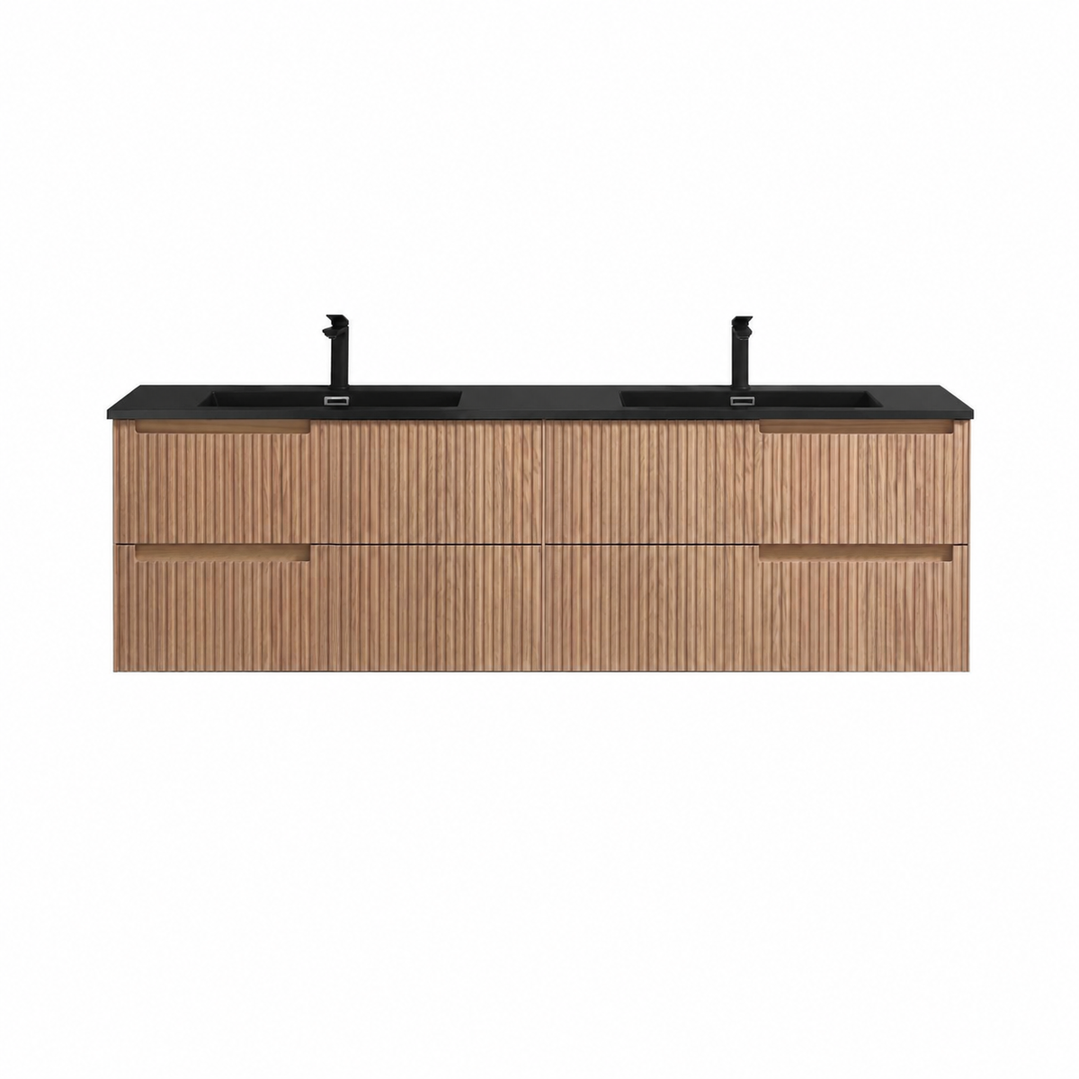 71.2'' Fiore Modern Wall Mount Double Sink Bathroom Vanity OAKWOOD - White Sink Restock ETA Mid Oct