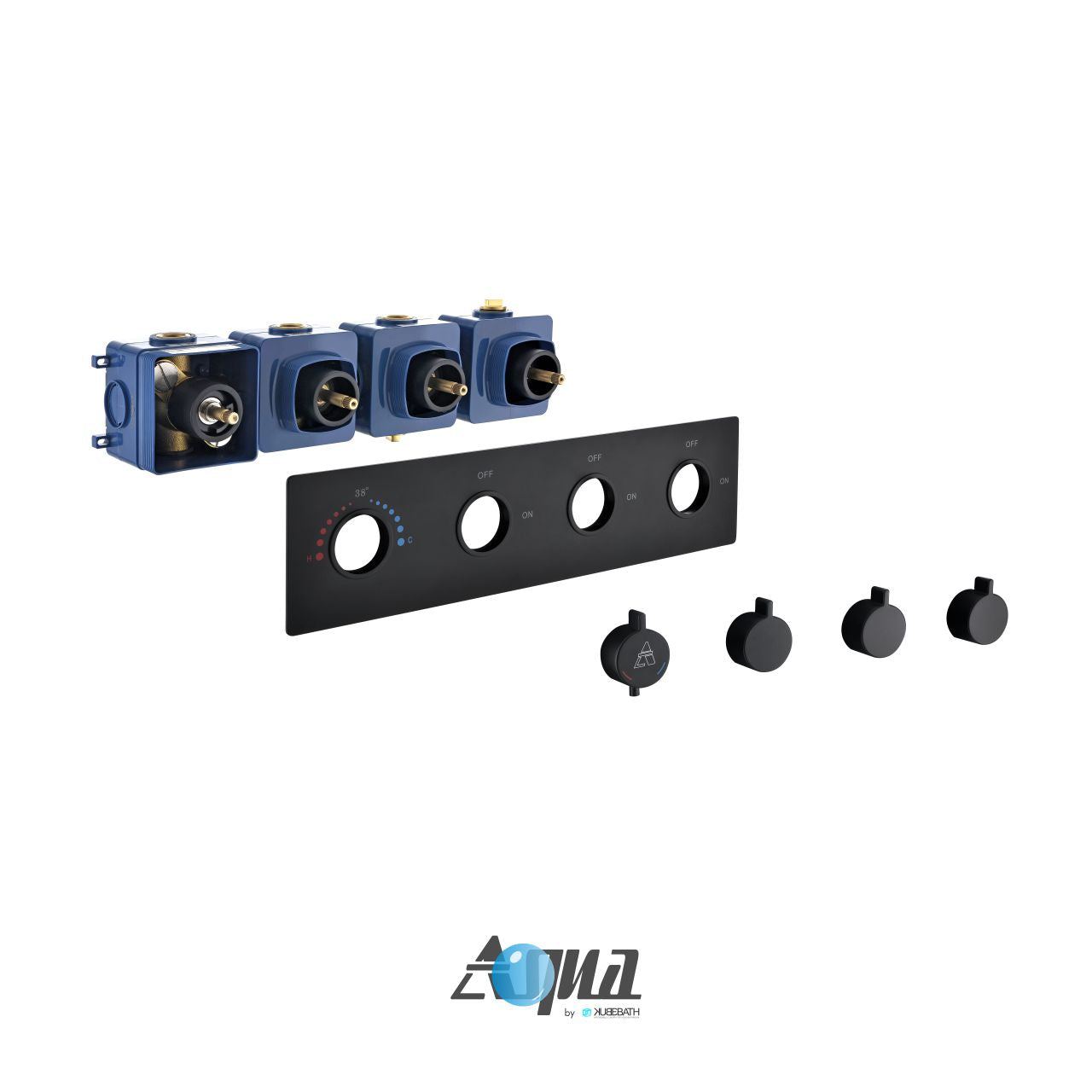 Aqua Piazza by KubeBath 3-Way Thermostatic Valve Black