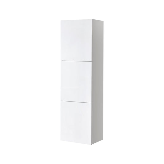 KUBE High Gloss White Bathroom Linen Cabinet w/ 3 Large Storage Areas