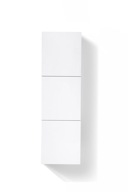 KUBE High Gloss White Bathroom Linen Cabinet w/ 3 Large Storage Areas