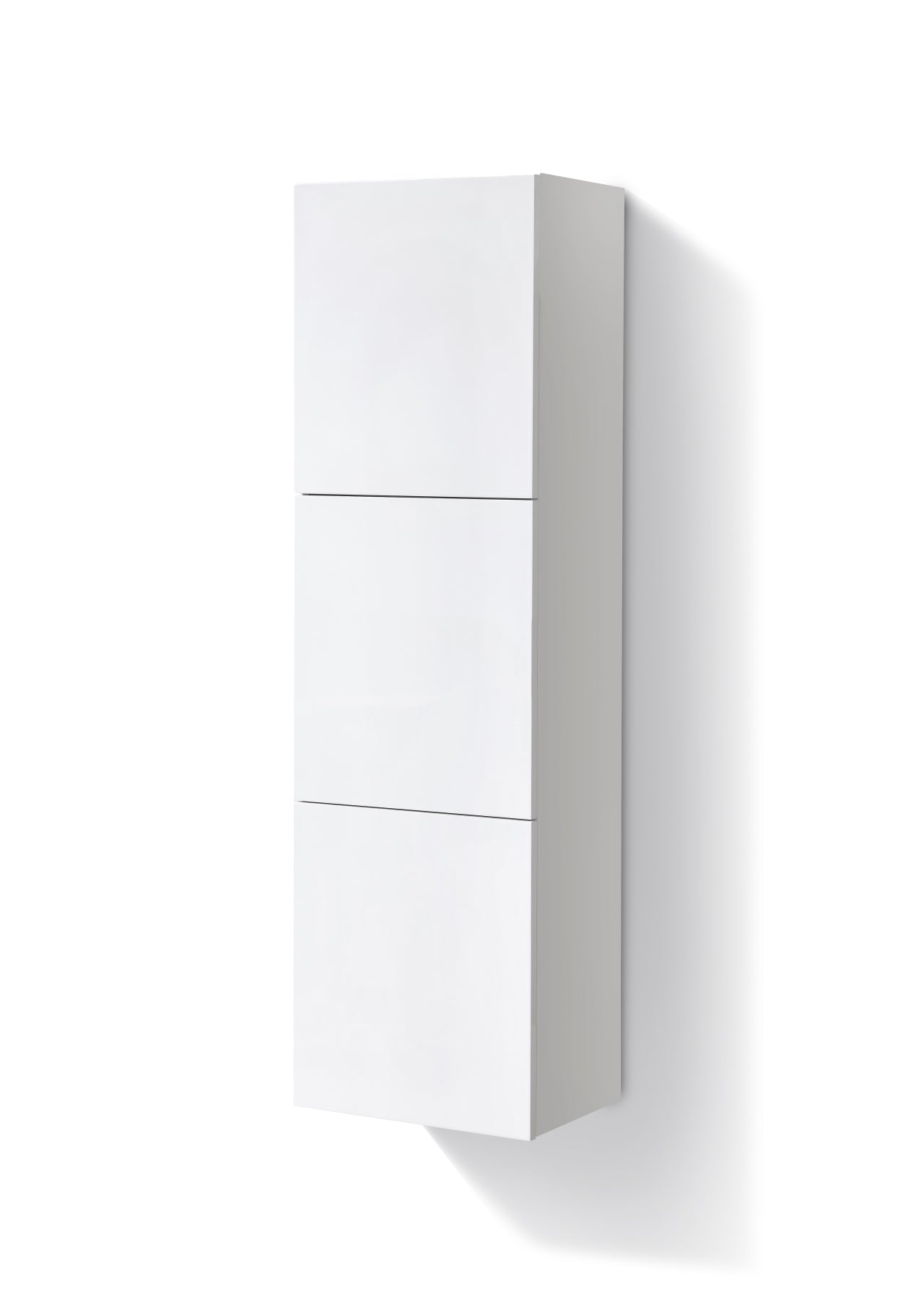KUBE High Gloss White Bathroom Linen Cabinet w/ 3 Large Storage Areas