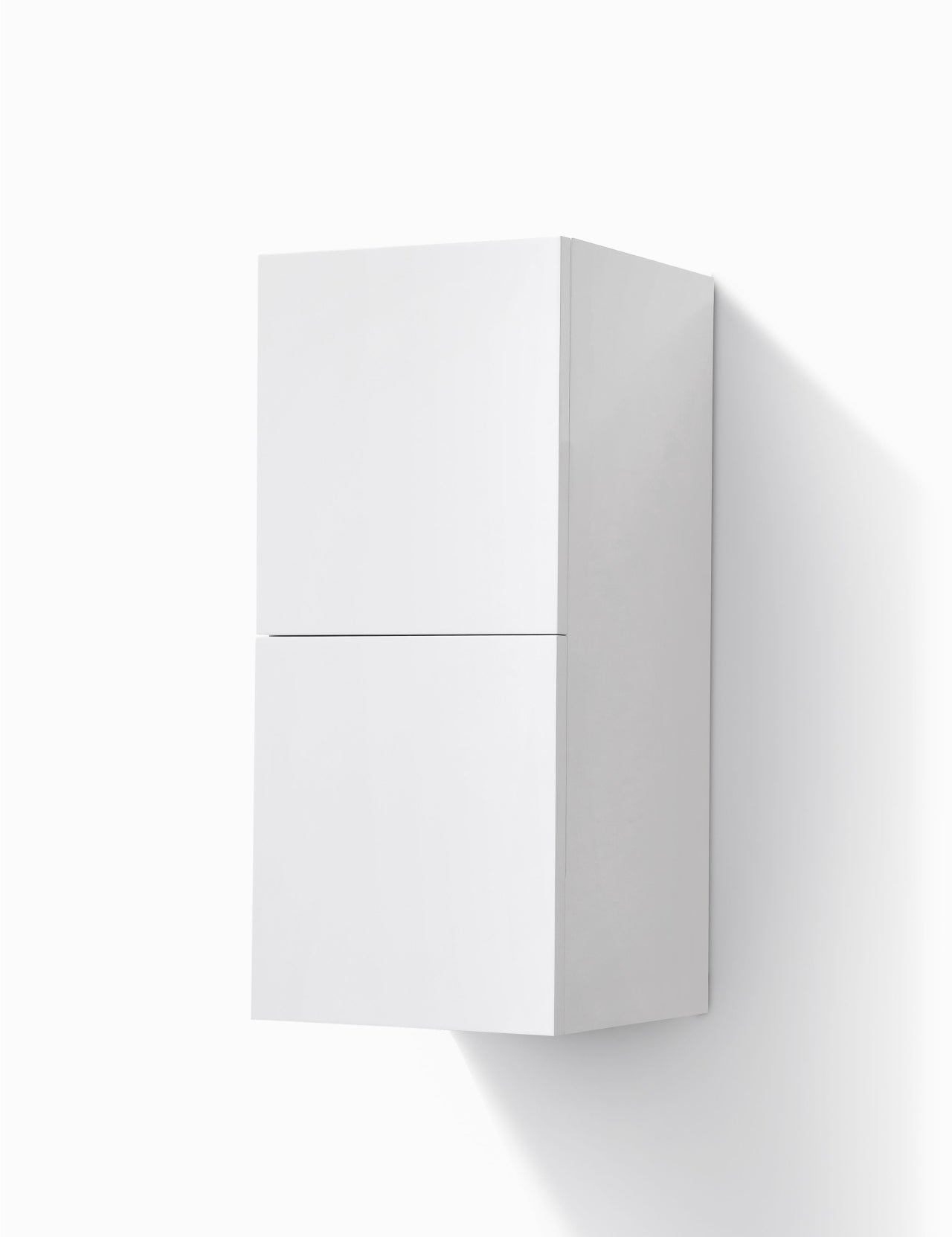 Bathroom Acrylic High Gloss White Linen Side Cabinet w/ 2 Storage Areas