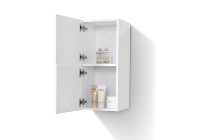 Bathroom Acrylic High Gloss White Linen Side Cabinet w/ 2 Storage Areas