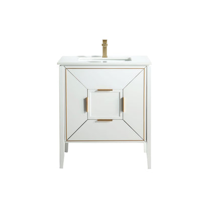 Vetro 30'' Semi Gloss White Vanity W/ Quartz Counter Top