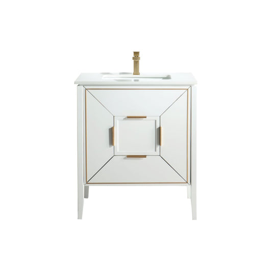 Vetro 30'' Semi Gloss White Vanity W/ Quartz Counter Top