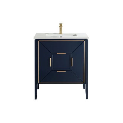 Vetro 30'' Navy Blue Vanity W/ Quartz Counter Top