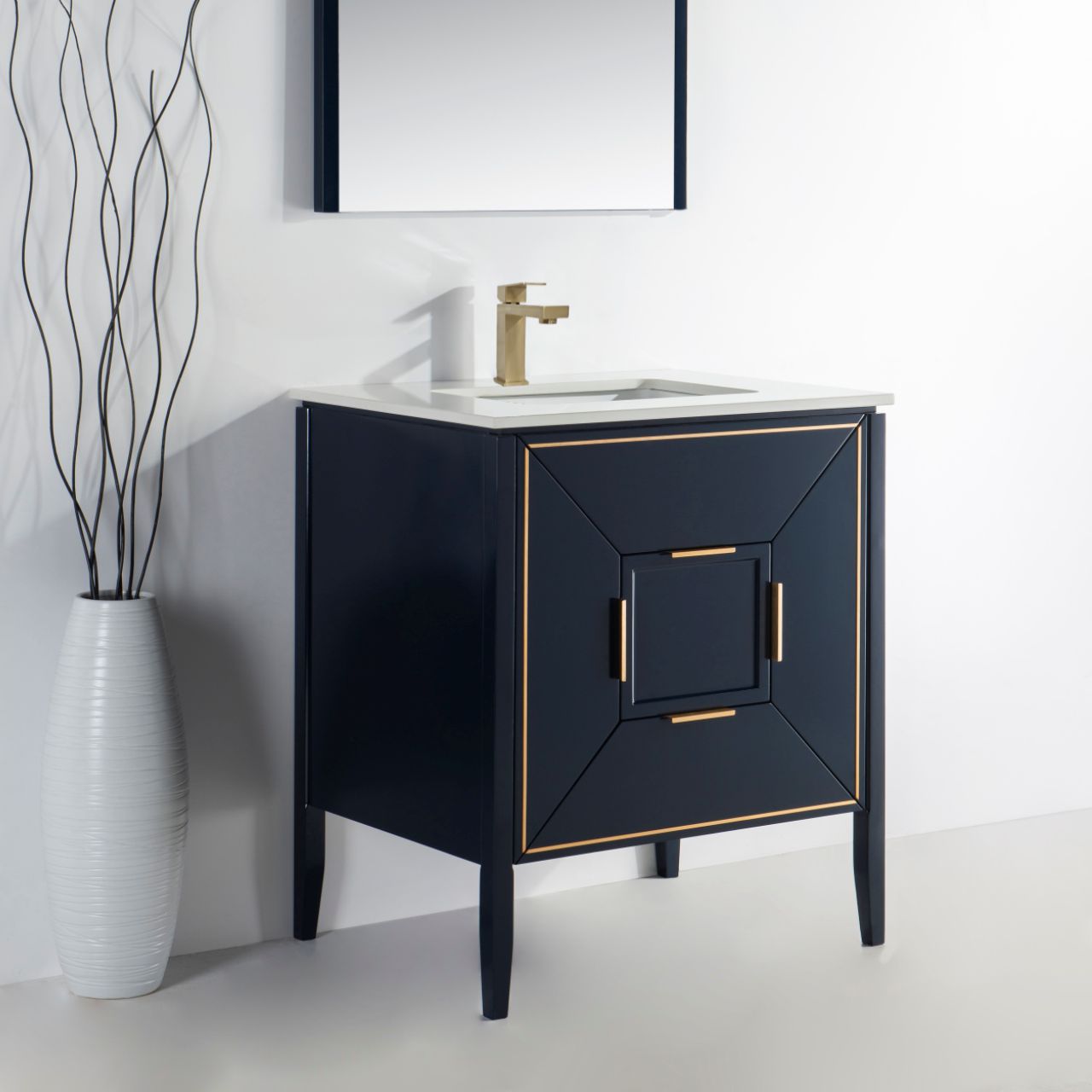 Vetro 30'' Navy Blue Vanity W/ Quartz Counter Top