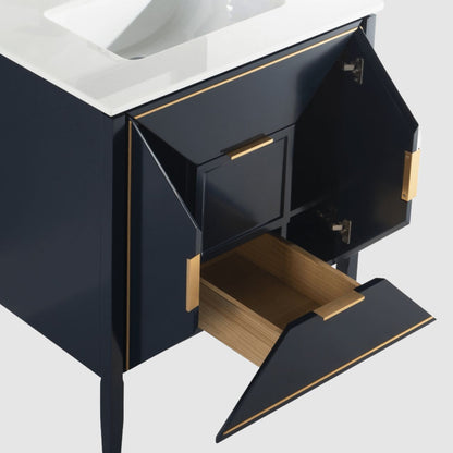 Vetro 36'' Navy Blue Vanity W/ Quartz Counter Top