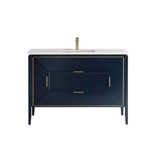 Vetro 48'' Navy Blue Vanity W/ Quartz Counter Top