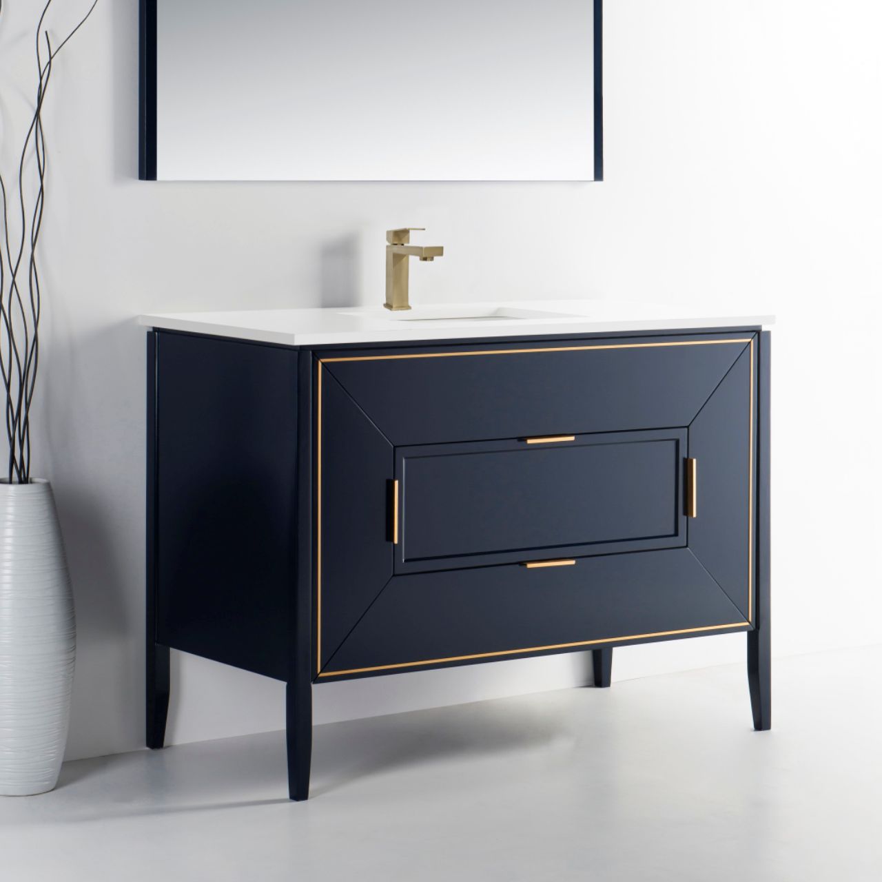 Vetro 48'' Navy Blue Vanity W/ Quartz Counter Top