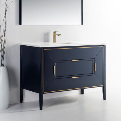 Vetro 48'' Navy Blue Vanity W/ Quartz Counter Top