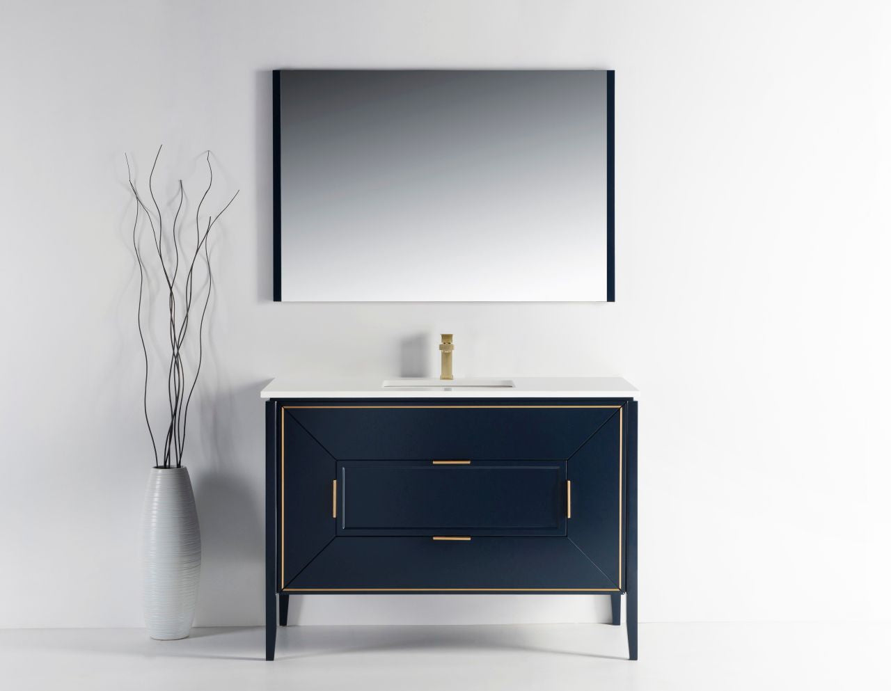 Vetro 48'' Navy Blue Vanity W/ Quartz Counter Top