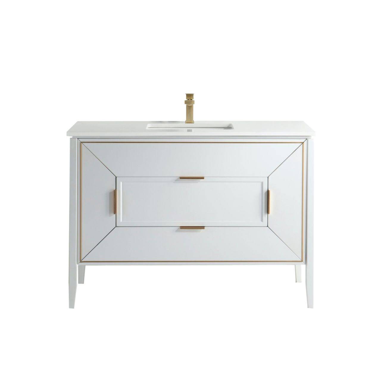 Vetro 48'' Semi Gloss White Vanity W/ Quartz Counter Top