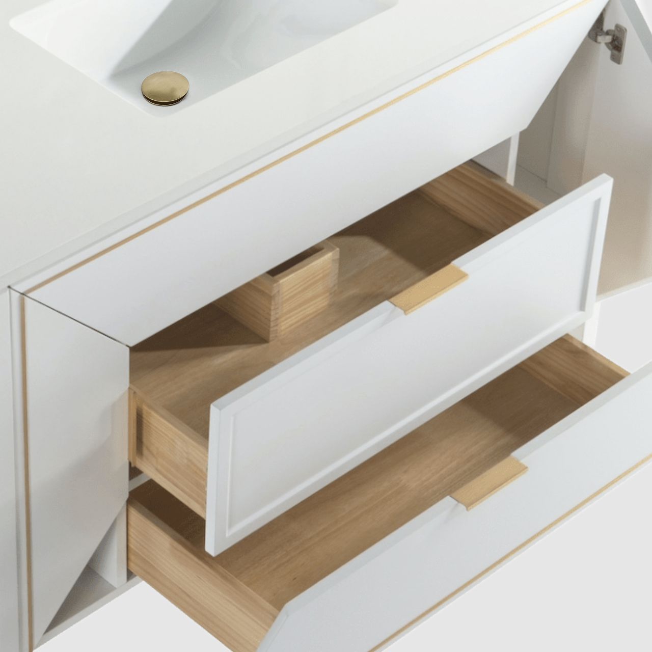 Vetro 48'' Semi Gloss White Vanity W/ Quartz Counter Top