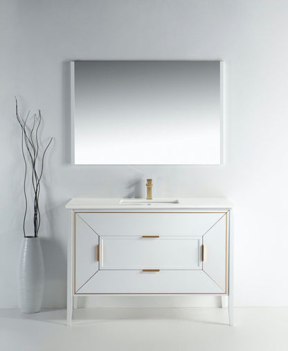 Vetro 48'' Semi Gloss White Vanity W/ Quartz Counter Top