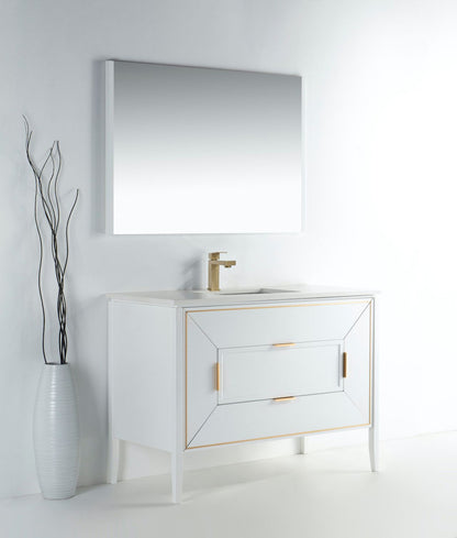 Vetro 48'' Semi Gloss White Vanity W/ Quartz Counter Top