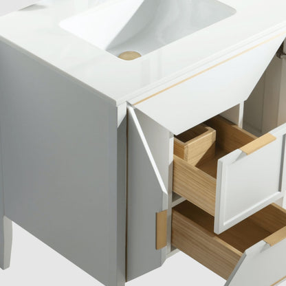 Vetro 60'' Semi Gloss White Vanity W/ Quartz Counter Top