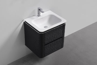 24'' Lumi Modern Wall Mount Bathroom Vanity - True Black