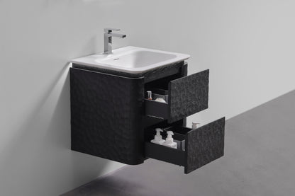 24'' Lumi Modern Wall Mount Bathroom Vanity - True Black
