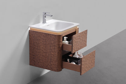 24'' Lumi Modern Wall Mount Bathroom Vanity - Weathered Wood