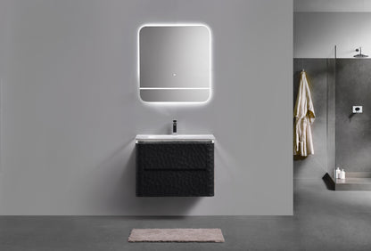 32'' Lumi Modern Wall Mount Bathroom Vanity - True Black