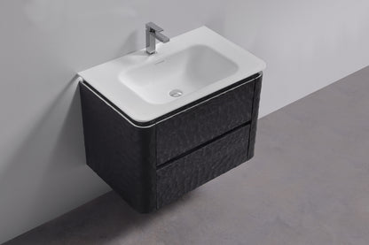 32'' Lumi Modern Wall Mount Bathroom Vanity - True Black