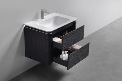 32'' Lumi Modern Wall Mount Bathroom Vanity - True Black