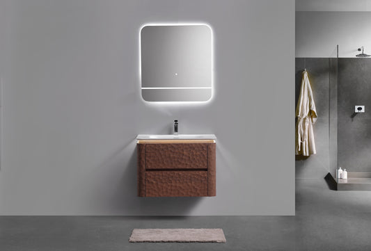 32'' Lumi Modern Wall Mount Bathroom Vanity - Weathered Wood